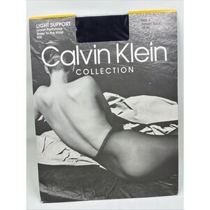 VTG Calvin Klein Collection Pantyhose Almost Black Size C Light Support 1990